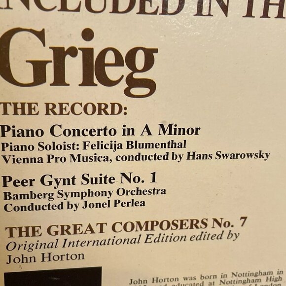 Piano Concerto In A Minor Peer Gynt Suite No. 1 (Vinyl, 1976) RCA Custom FW-307 - Picture 4 of 9